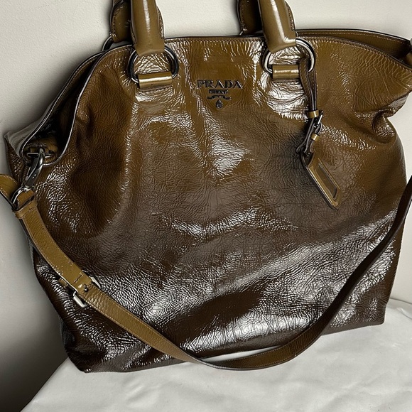 Prada Brown Leather Tote with Silver Hardware - Picture 1 of 7